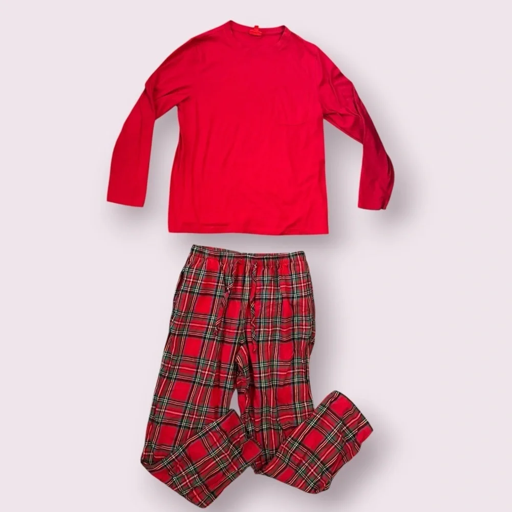 Holiday Lane Red Plaid Pajama Set Long Sleeve Sleepwear Size M